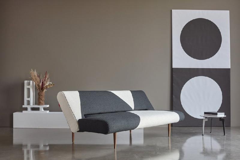Innovation Living - Canapé lit design Unfurl convertible 200x120 cm - Tissu bouclé Black Raven & Off White_4