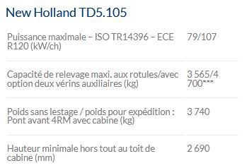 Td5.105 tracteur agricole - New Holland - 107 ch - inverseur hydraulique et cabine VisionView™_4