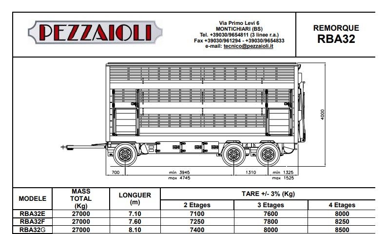 Bba32 - remorque bétaillère - carrozzeria pezzaioli - essieux jumelés simples fixes de 10000 kg_4