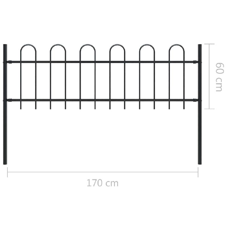 Vidaxl clôture de jardin avec dessus en cerceau acier 1,7 m noir 144928_4