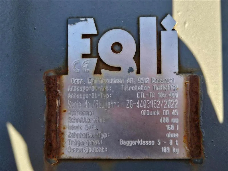 Godet de creuse tiltrotateur Egli ETL-TR 105-400 - OilQuick OQ 45 - Année 2022 - Largeur 400mm - Capacité 160l_4