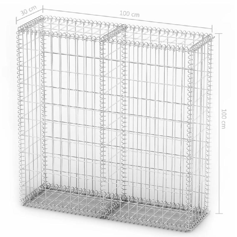 Vidaxl panier de gabion avec couvercle fil galvanisé 100 x 100 x 30 cm 141041_4