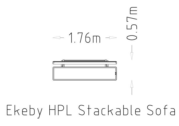 Sofa public Ekeby HPL - 8101557 - Hags - empilable et beige/svart - 1760 mm de long_4