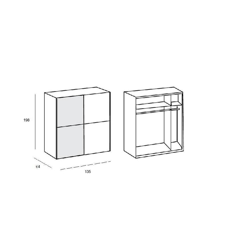 Dressing portes coulissantes Clapton 135 cm - gris graphite / miroir - 2 penderies et tablettes de rangement_4
