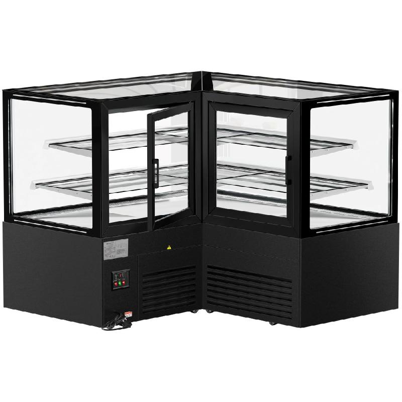 Vitrine réfrigérée d'angle pour pâtisserie MADRID - 1500 mm - 2 étagères - Noir_4
