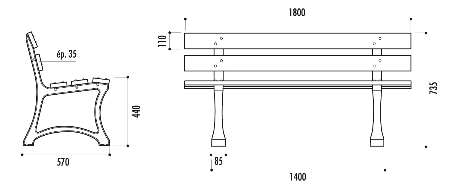 Banquette publique BRUGE Los Angeles Marina - design moderne et confortable_4