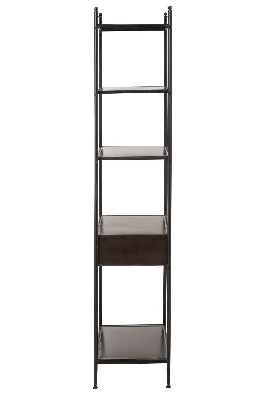 Étagère AKIBE - 1 tiroir, 4 tablettes en métal noir - Design et pratique_4