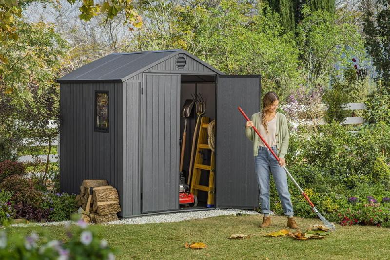 Abri jardin résine aspect bois Darwin 66 - 3 m² - gris_4