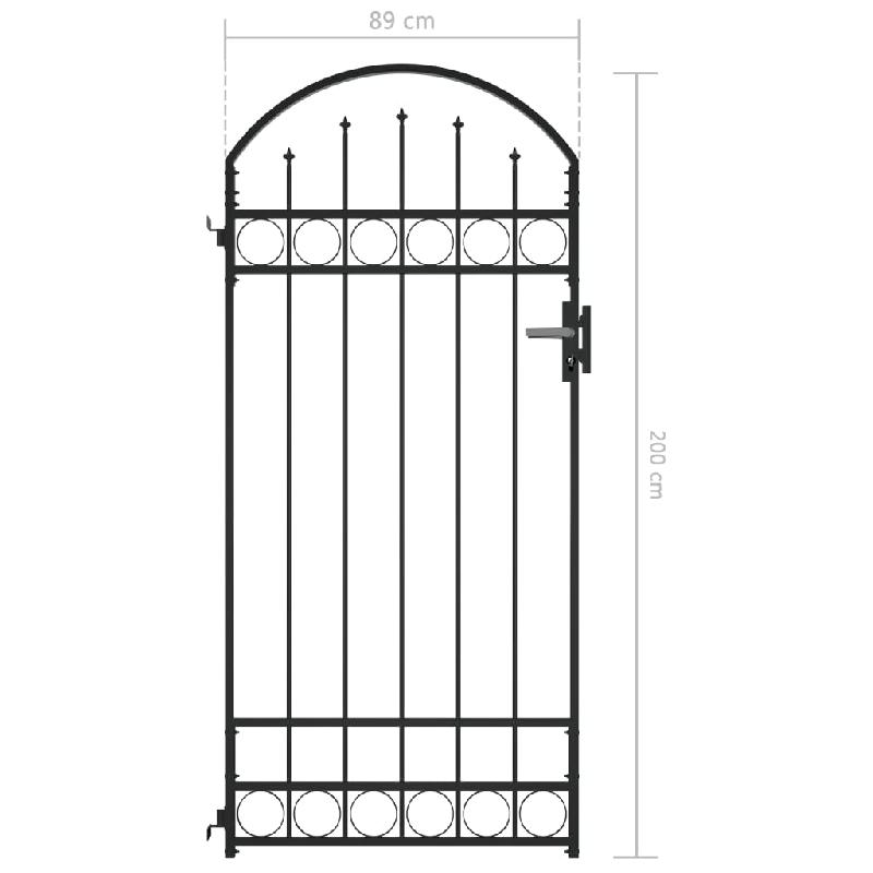 Vidaxl portail de jardin avec dessus arqué acier 89x200 cm noir 145750_4