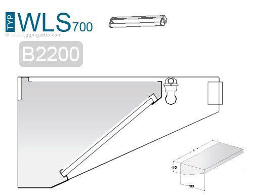 Hotte murale Inox statique - 2m20 - avec filtre et éclairage - P 700 mm | GGM_4