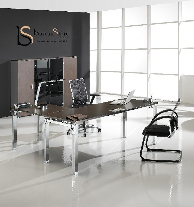 Bureau d'angle K4 avec piètement chromé - Mobel Linea - 180, Poirier, Droite_4