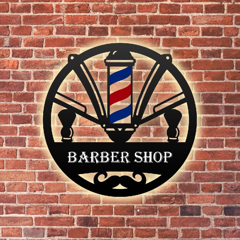 Enseigne barber shop option LED - Noir_4