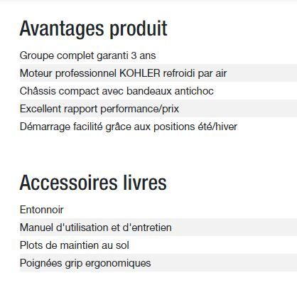 Perform 4500 groupe électrogène - Kohler - Puissance max 4 kW - 50 Hz - 230 V_4