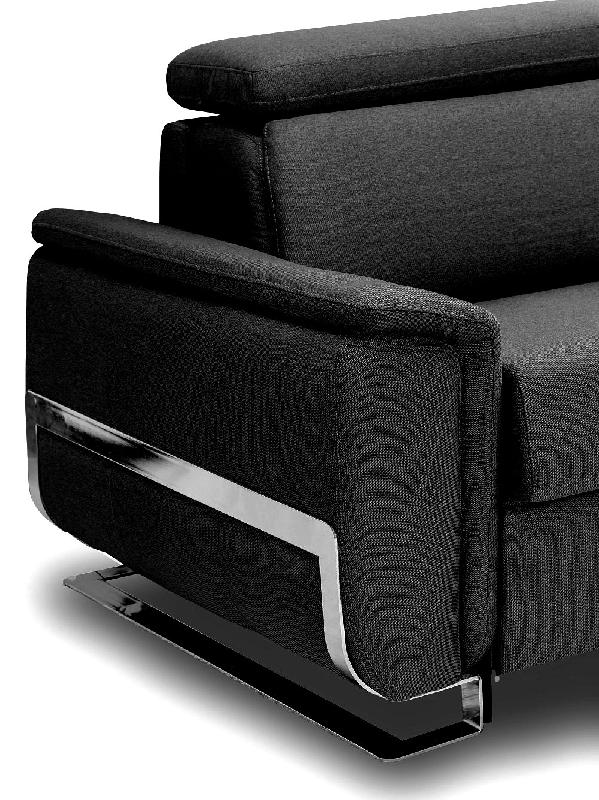 Canapé convertible express Réaumur 140cm - Matelas 16cm - Pieds luge - Polyuréthane noir - Fabrication italienne_4