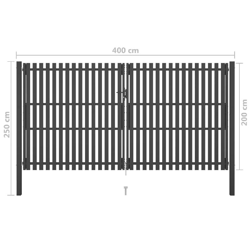 Vidaxl portail de clôture de jardin acier 4x2,5 m anthracite 146338_4