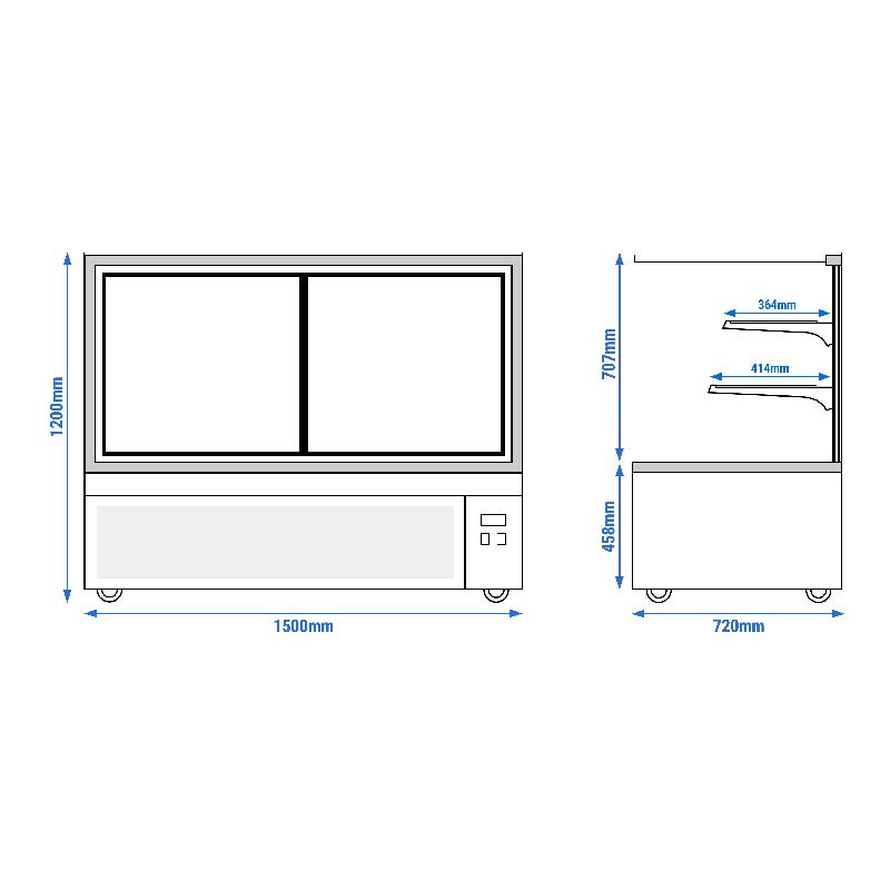 Vitrine réfrigérée 1500 mm - double vitrage avec 2 étagères | KTGSF157S_4