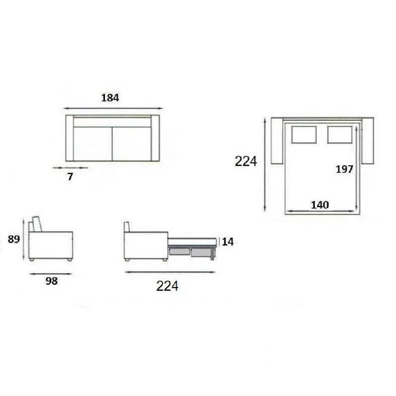 Canapé convertible scandinave 140cm - matelas 16cm - système express - sommier à lattes Renatonisi - tissu tweed jaune_4