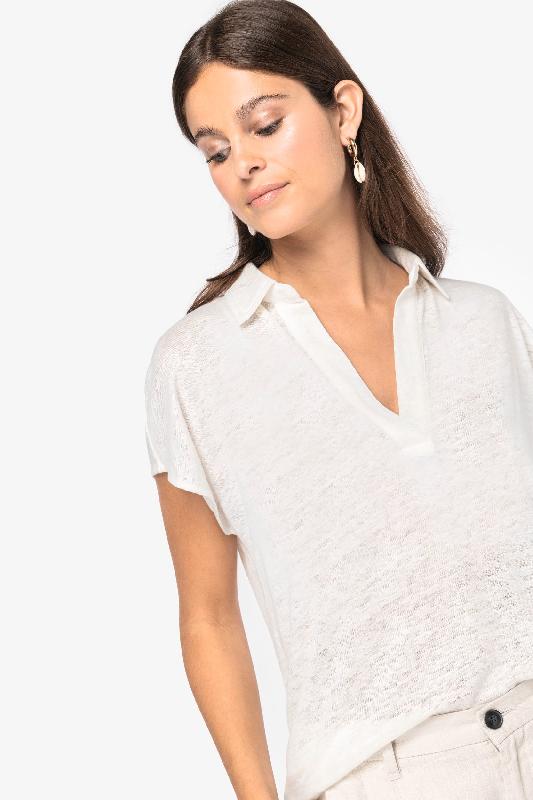 Polo en lin femme - Réf: NS221 - 100% lin - Coupe ajustée avec manches tombantes - Marque Native Spirit_4