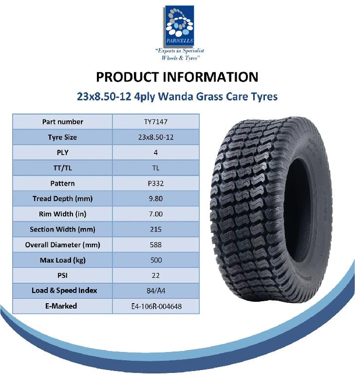 23x8.50-12 Pneu tondeuse 4ply Turf Grass P332 Wanda Road Legal 500kg (Lot de 4)_4
