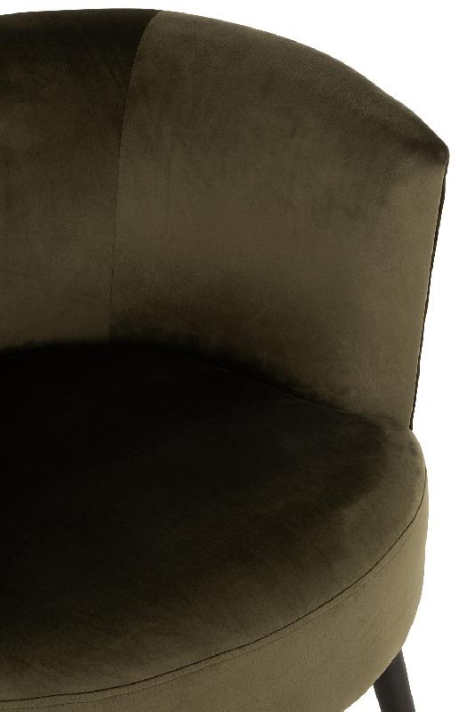 Fauteuil Dulzura - Structure en bois antique et revêtement textile vert - Dimensions L80 x H75 x P70 cm_4