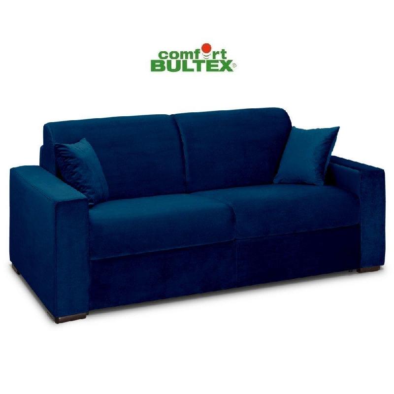 Canapé convertible express Volouto - Matelas Comfort Bultex® 120x195 cm - Sommier lattes Renatonisi - Velours bleu_4