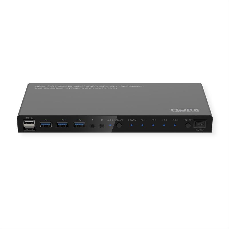 Roline switch kvm, hdmi 4k, usb, 1 user - 4 pc , avec hub usb 3 ports_4
