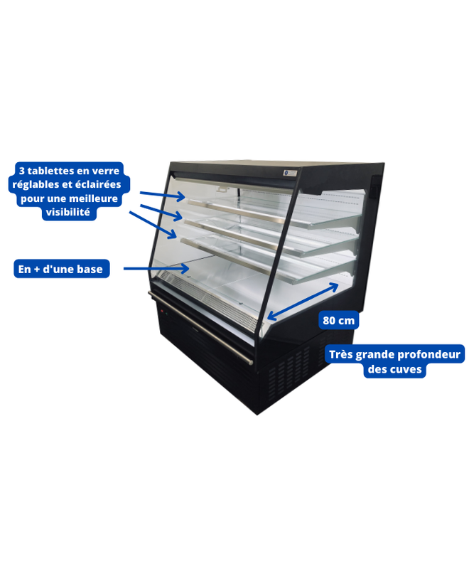 Vitrine réfrigérée semi-verticale 3 niveaux MILANO PLUS - EORI-SV-1330 et EORI-SV-1955 - 3 + base - LED - -1°C à +7°C - EUROVITRINE_4