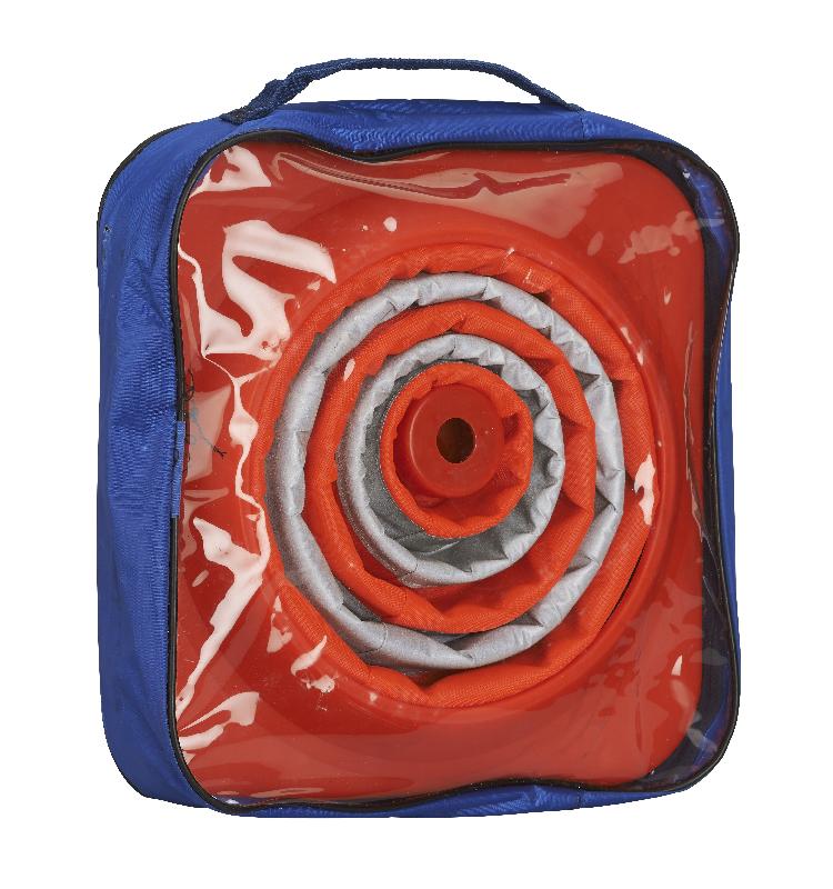 Cône pliable hauteur 50 cm orange - 2 bandes rétroréfléchissantes classe 2 - Conforme EN471_4