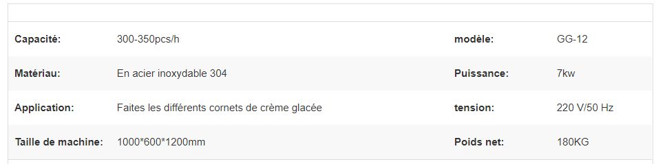 Machine de cornet de crème glacée - Henan Gelgoog - 300-350 pcs/h - 220V/50Hz - CE - cône croustillant_4