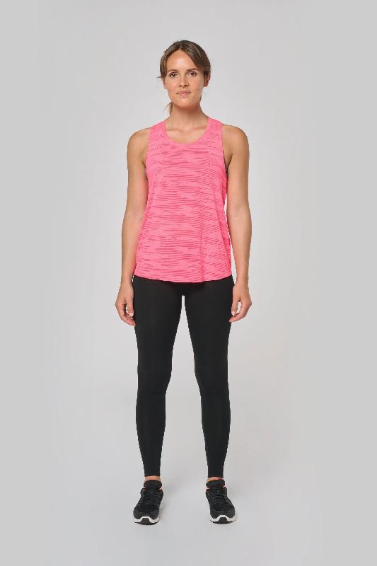 Débardeur sport femme - Réf: PA4009 - PROACT - Polyester et Viscose - Fluorescent Pink - Grandes emmanchures et dos nageur_4