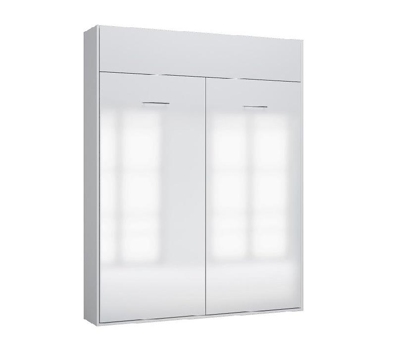 Armoire lit escamotable Dynamo Sofa - canapé gris 160x200 cm - façade blanc brillant et accoudoirs_4