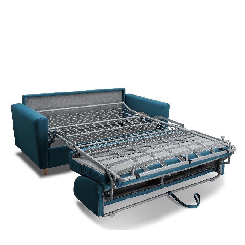 Canapé MEZZANO convertible express - Matelas 16 cm - Sommier métal 140 cm - Tissu tweed bleu pétrole - Design scandinave_4