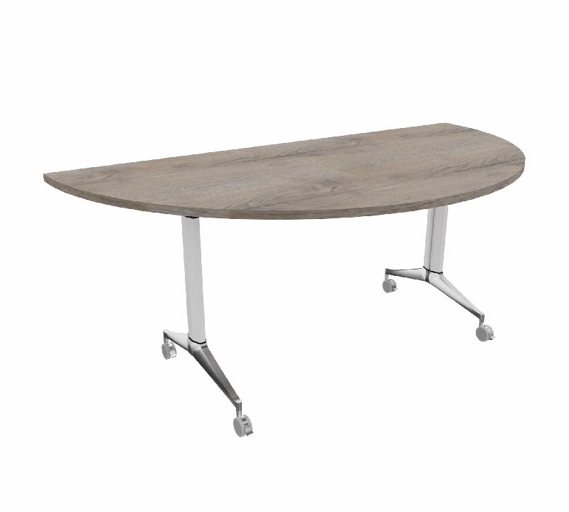 Table de réunion ½ lune Net - Mobel Linea - Blanc, Chêne grisé_4