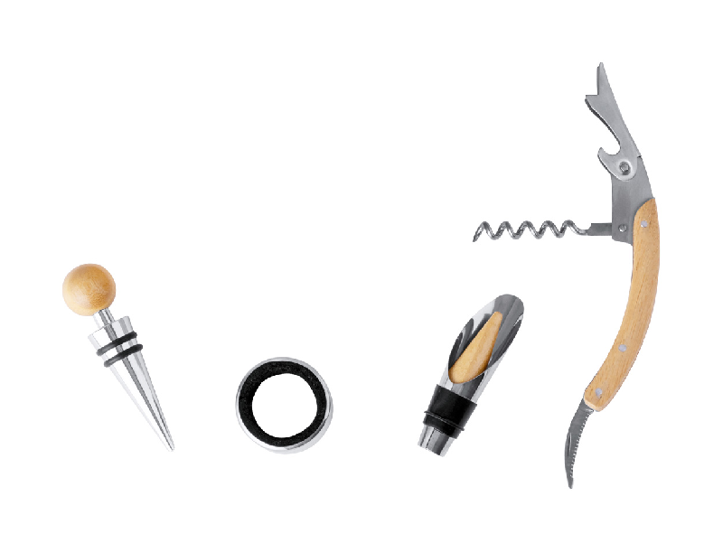 Set à vin en acier inoxydable - Jeu d'échecs en bambou avec 32 pièces et accessoires_4