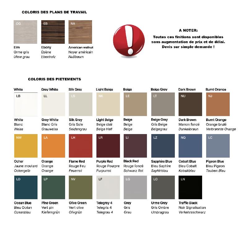 Bureau de Direction E10 avec pieds laqués - Officity - 204, Noyer américain, Piètement blanc_4