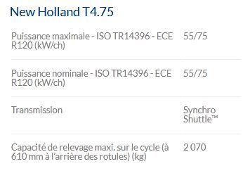 New Holland T4.75 avec air conditionné et siège passager pour un confort accru