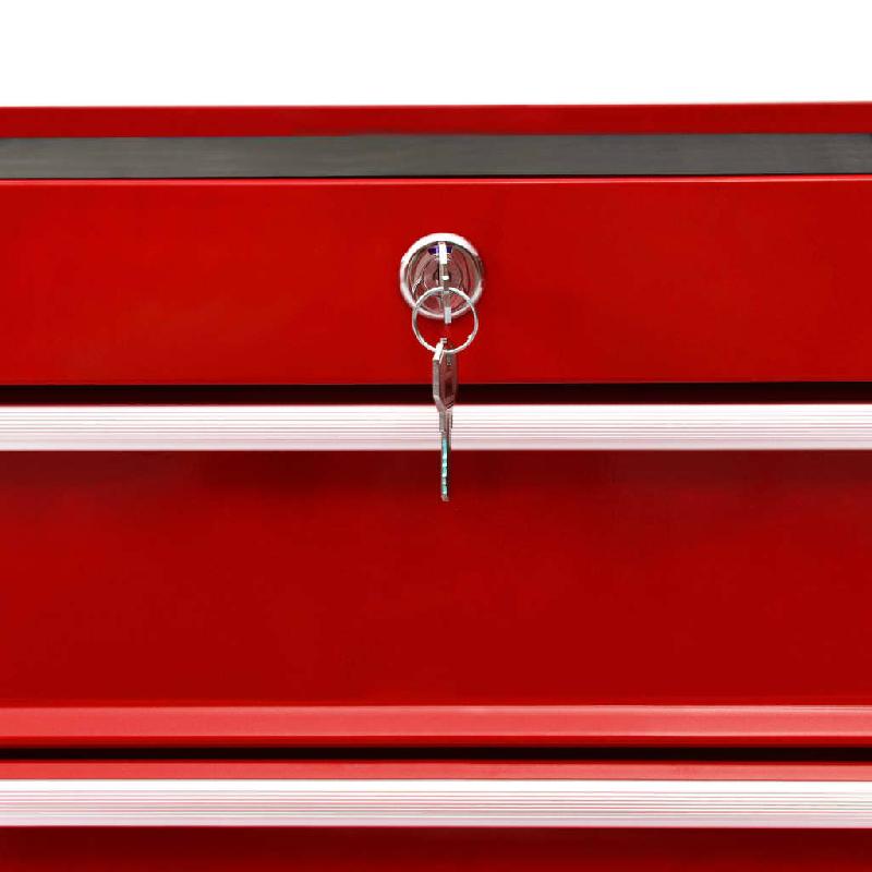 Vidaxl chariot à outils avec 15 tiroirs acier rouge 3056737_4