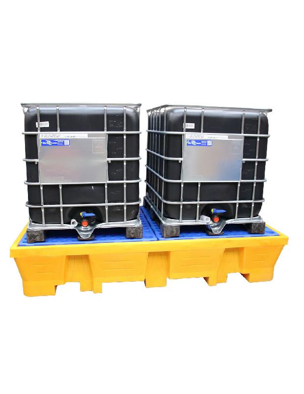Bac de rétention PE Bi-conteneur 1050 litres + caillebotis - Caillebotis acier galvanisé_4