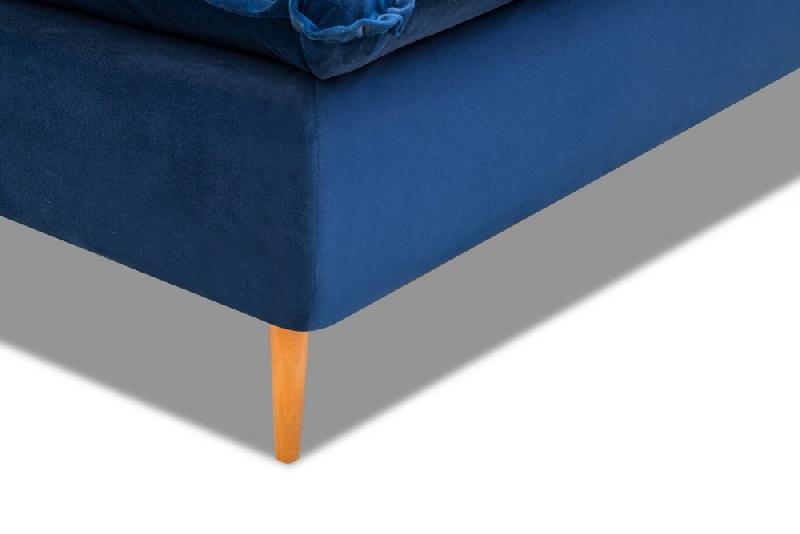 Canapé lit compact 3 places Lisbonne 140cm - Sommier à lattes - Matelas 13cm - Velours bleu - Ouverture express_4
