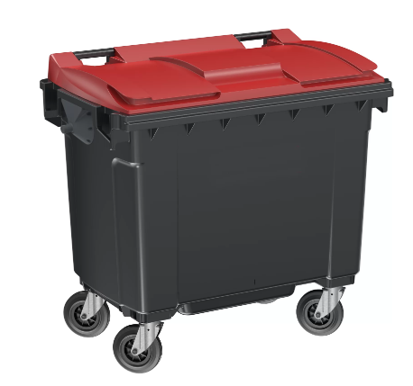 Conteneur latéral 660 L - Fabrication française - PEHD injecté - Normes EN 840 - Roues freinées - Préhension frontale et latérale_4