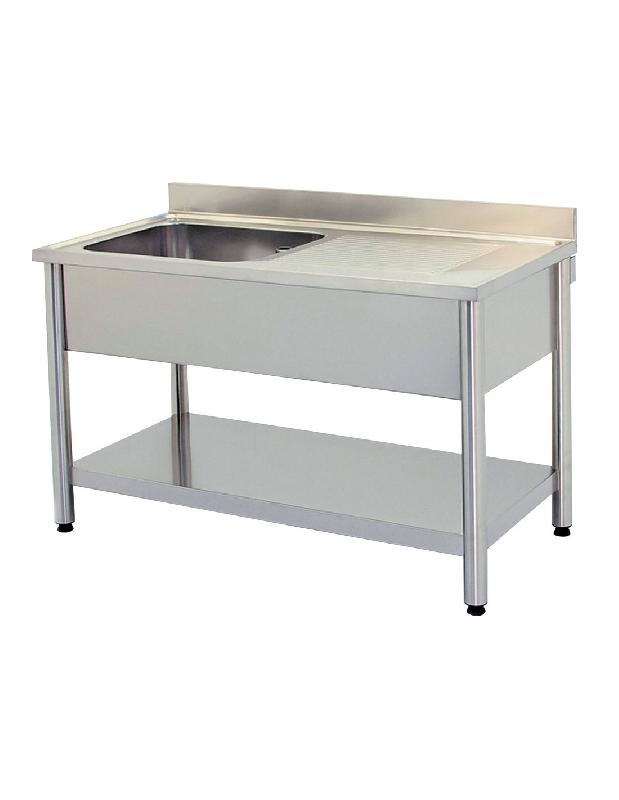 Plonge inox murale un bac avec égouttoir droit - 1200x600x850/950 mm - FABRIQUE EN ITALIE_4