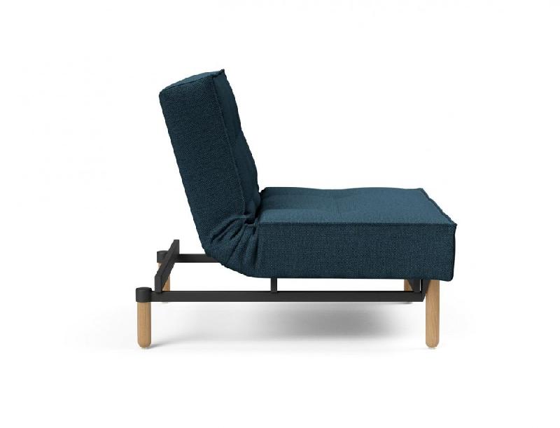Innovation Living - Fauteuil-lit Splitback Stem convertible 90x115 cm - Pieds obus naturel - Tissu Argus Navy Blue_4