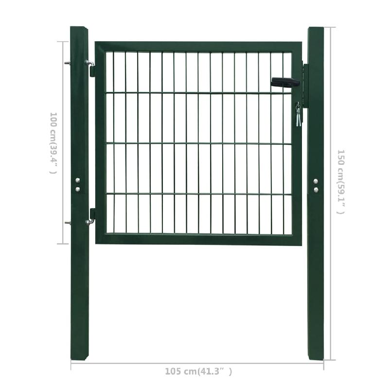 Vidaxl portillon acier vert 105x150 cm 142028_4