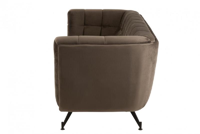 Canapé lounge Marianah gris foncé - style contemporain en velours capitonné - L207 x H78 x P82 cm_4