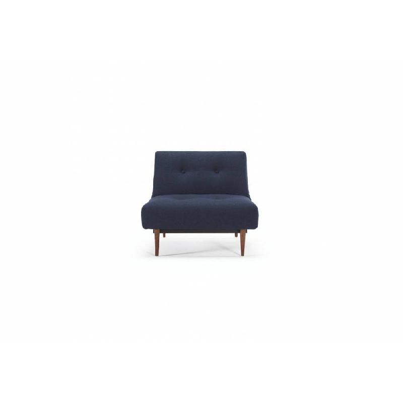 Innovation Living - Fauteuil design convertible lit 115x90 - Ample Styletto Mixed Dance Blue - Pieds bois foncé_4