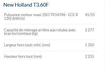 Tracteur spécialisé T3.60F avec capacité de 2 277 kg au relevage