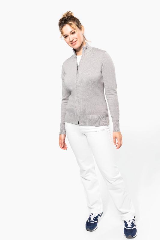 Cardigan zippé femme - Coupe cintrée - Col cheminée - Réf : K962 - Marque Kariban_4