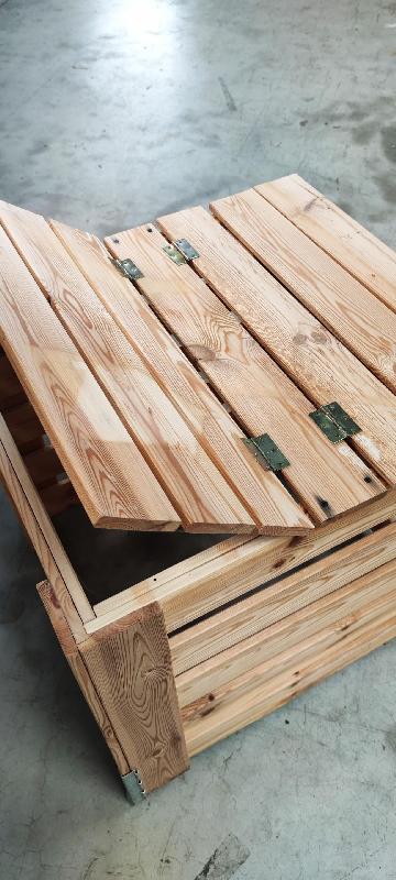 Composteur en bois naturel FSC - 74 x 69 x 68 cm, 350 L - Vendu en kit avec socle métal_4