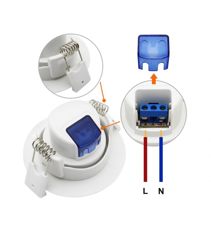 Downlight LED encastré - 7W - rond 45° - réf MNSOBR07 - blanc moderne, angle précis_4