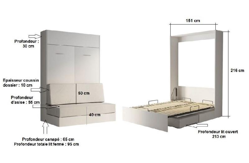 Armoire lit escamotable Dynamo Sofa - Blanc mat - Canapé polyuréthane blanc cassé 140x200 cm - Ouverture assistée_4